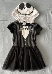 Girls XS 4/5 Nightmare Before Christmas Jack Skellington Hoodie Dress Disney EUC - Picture 1 of 6