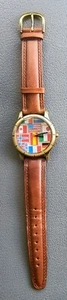 Fossil Special Edition World Flags Face Bronze Tone Quartz SE-1013 Runs Well - Picture 1 of 6