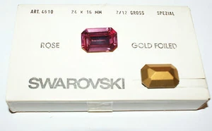 SWAROVSKI ® - 1 Pz  Cabochon Ottagonale #4610-24x16 mm Rosa Gold Foiled Vintage - Foto 1 di 1