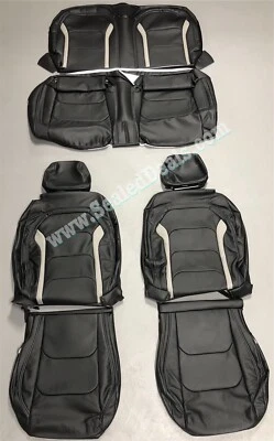 Black & Ash Gray Leather Seat Covers Upgrade Kit for 2016-24 Chevy Camaro Coupe - Image 1 of 4