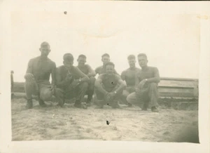 1945 WWII USMC Marine's Bolo Airstrip Okinawa Photo #10, me, Powers, McKnight &4 - Picture 1 of 2