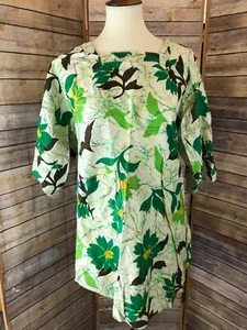 VTG Smock Artist Apron Tie Back &Pocket Green Floral Cotton Painters Smock - Picture 1 of 10