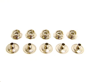 Pull The Dot Snap Fastener, Stud & Post Only, Nickel Plated Brass, 5 Piece Set - Picture 1 of 1