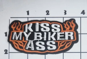 Kiss my Biker Ass Motorcycle Embroidered Iron On Patch - Picture 1 of 1