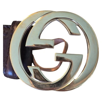 Gucci Women's Brown Leather Belt With Gold Logo Buckle Authentic and Stamped - Image 1 of 4