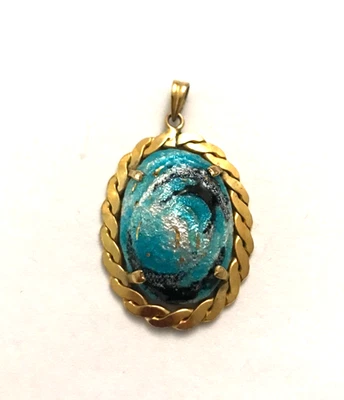 Alter Anhänger vergoldet und Emaille von Limoges blaue Emaille - Bild 1 von 4