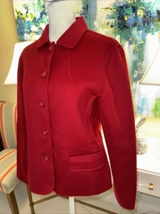 Pendleton Sweater Womens Red Medium 100% Merino Wool Cardigan Jacket Blazer Top - Picture 1 of 6
