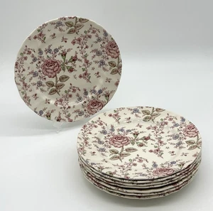 ROSE CHINTZ JOHNSON BROS ENGLAND Set of 8 Dinner Plates - Picture 1 of 5
