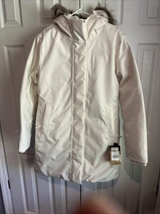 Womens The North Face Arctic Parka Down Waterproof Winter Coat White Dune XL - Picture 1 of 6