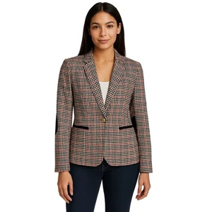 Tommy Hilfiger Damen klassischer karierter Blazer, Preppy, Ellenbogen-Patches, Größe 8 - Bild 1 von 9