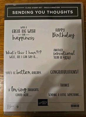 Stampin' up Sending You Thoughts 152292 Rubber Cling Stamp Set of 9 - Image 1 of 2