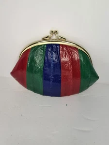 VINTAGE mehrfarbige AALHAUT Kiss Lock Doppel Geldbörse Clutch Geldbörse Kleingeld  - Bild 1 von 8