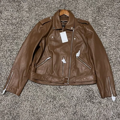 Chaqueta de moto Quince marrón coñac para mujer 100 % cuero oveja XL  Foto 1 de 2