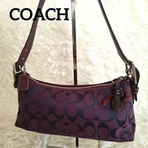 Borsa Coach 6371 Viola Firma C East West Demi Baguette Vintage Quasi Come Nuova - Foto 1 di 15