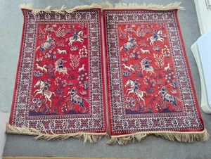 Alfombras ilustradas belgas vintage escena de caza viscosa y algodón hechas en Bélgica - Imagen 1 de 24