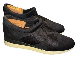Naturalizer Womens Sz 10W Joni Slip On Sneakers Black Criss Cross Strap Comfort - Picture 1 of 10