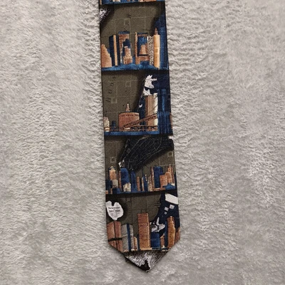 Structure City Scapes Buidings Pattern Multicolor Silk Made in USA 56" - Image 1 of 4