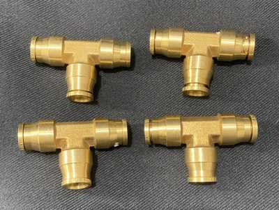 3Pcs 3/8 Push to Connect Fitting Brass Tee Air Brake Line Push in Union Fitting - Image 1 of 4