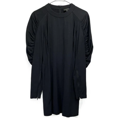 Mini Vestido Rag & Bone Negro Stephanie Puff Manga Acanalada Puños con Cremallera Talla 2 Foto 1 de 4