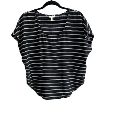 Blusa Top Joie Negra Marfil 100% Seda Rayas Cuello Redondo Talla XS Foto 1 de 4