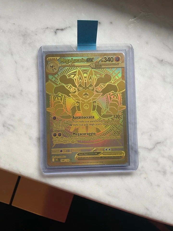 POKEMON MEGA LUCARIO EX - 188/132 GOLD SECRET RARE FULL ART ITALIANO ITA MINT - Immagine 1 di 3