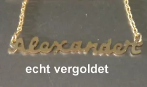EDLE HALSKETTE ALEXANDER KETTE ECHT VERGOLDET NAMEN NAMENSCOLLIER NAMENSKETTE - Picture 1 of 1