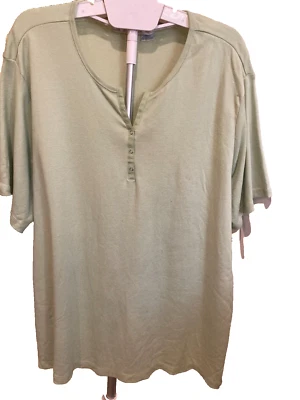 Camiseta Cherokee, Plus Talla 3X, Verde Menta, Elástica, 1/3 Snap Front, SS, Mujer Nueva Con Etiquetas Foto 1 de 4