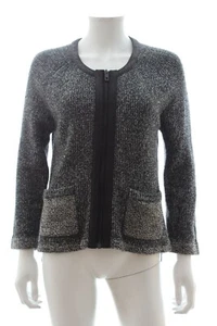 Rag & Bone Leder Getrimmt Wollgemisch Strickjacke/Schwarz - Bild 1 von 4