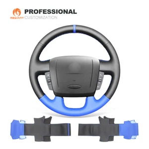 Custom Blue Black Leather Steering Wheel Cover for Peugeot Boxer Citroen Jumper - Imagen 1 de 9