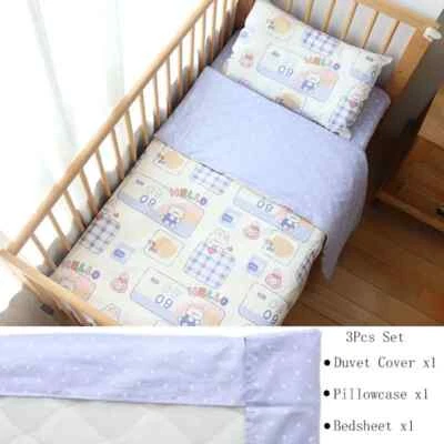 Ropa de cama de bebé para cuna de algodón puro kit cubierta sábana bebé sin relleno 3 piezas Foto 1 de 4
