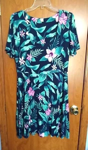 Women's Old Navy Dark Blue Flowered Summer Dress Size Large - Picture 1 of 5