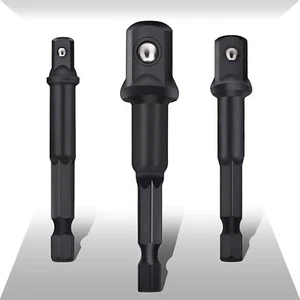 Set of 1/4", 3/8", and 1/2" Impact Drill Socket Adapters – Drill Accessory Kit - Picture 1 of 5