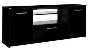 Hayward 2 Door 1 Drawer Sideboard Black Gloss Modern and Functional Storage Unit - Picture 1 of 7