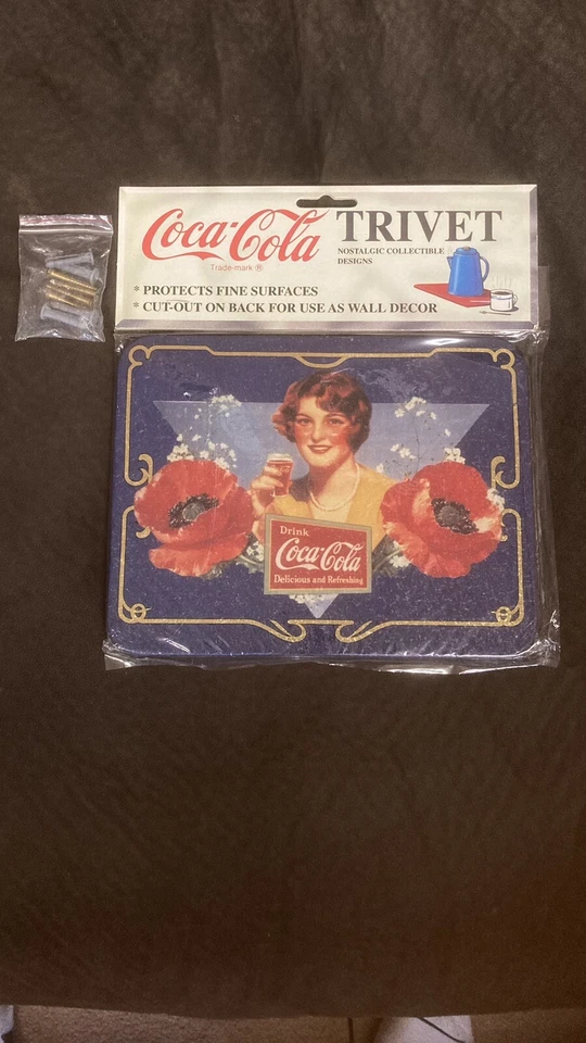 Vintage 1994 COCA-COLA  METAL TRIVET NOSTALGIC DESIGN WALL Hanging Blue - Image 1 of 1