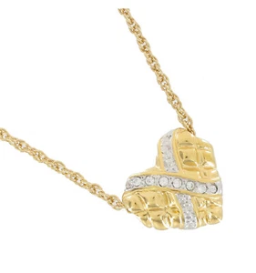 Lindenwold Cubic Zirconia Heart Pendant Necklace 925 Vermeil Gold Chain 18" - Picture 1 of 3