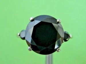 ANILLO DE DIAMANTES NEGROS REALES DE 3,25 quilates *3 días* probador de diamantes gratis, certificado, talla 9 - Imagen 1 de 12