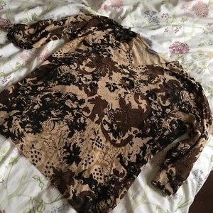 GERRY WEBER DESIGN Gorgeous Spring jumper UK 16 Grey Black Tan Brown Floral - Picture 1 of 7