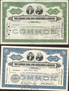 DECO => 2 titres: THE LEHIGH COAL & NAVIGATION CY USA) (K) - Picture 1 of 1