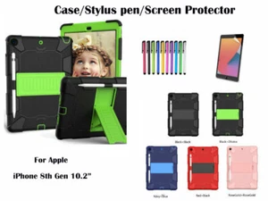 For iPad 8th Gen 10.2" 2020 Shockproof Heavy Duty Hybrid Rubber Stand Cover - Picture 1 of 11