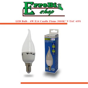 LAMP LIGHT BULB LED E14 CANDLE FLAME 6W 3000K LIGHT 470LM HIGH BRIGHTNESS V-TAC - Picture 1 of 1