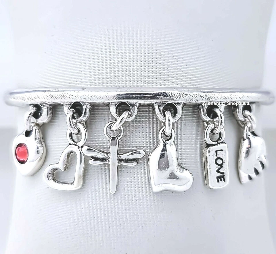 NEW UNO de 50 Silver Tone Emotions LuckyKeys Pink Crystal Charm Bracelet  Foto 1 de 1