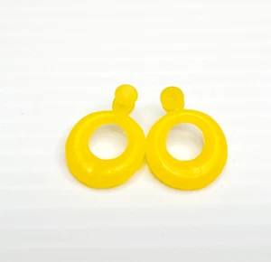 Vintage Barbie Replacement Round Hoop Yellow Earrings, MOD w/ Posts - Picture 1 of 4