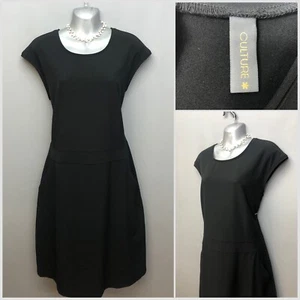 Culture Black Midi Smart Formal Dress Large With Pockets Good Condition Stretchy - Picture 1 of 15