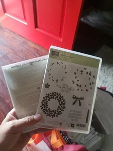 Stampin Up WONDROUS WREATH Stamp & Wonderful Christmas Holiday Framelit Dies Set - Picture 1 of 3