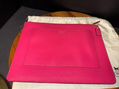 Coach Hot Pink Leather Skinny Tech Case With Storage Bag Free Shipping - Image 1 of 4
