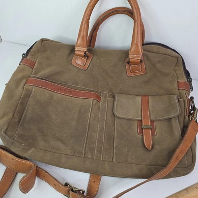 Belding Large Professional Laptop OILED CANVAS & LEATHER brief Case Bag in OLIVE - Image 1 of 4