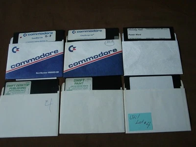 Commodore (6)5.25" Disks utility LOT #4, Power Word, Easyscript, easymail 64 + - Image 1 of 4