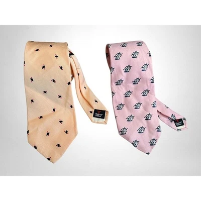 Robert Talbott x2 For The Hound San Francisco 100% Seda Rosa Melocotón Náutico Foto 1 de 4