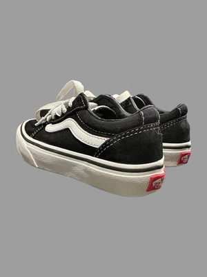 Zapatos de caña baja para niños talla 12 Vans Off The Wall negro blanco gamuza cuero Foto 1 de 4