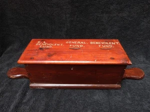 VINTAGE PINE COLLECTION BOX DOUBLE HANDLE RUSTIC SOCIAL HISTORY WOODEN - Picture 1 of 15